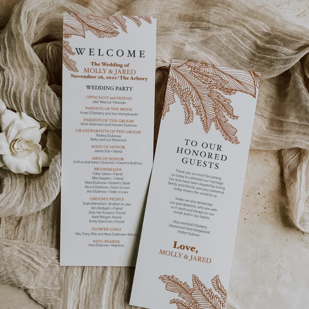 Jared Molly Wedding Program